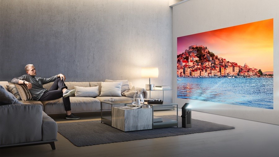 LG 4k Ultra HD Projector in living room
